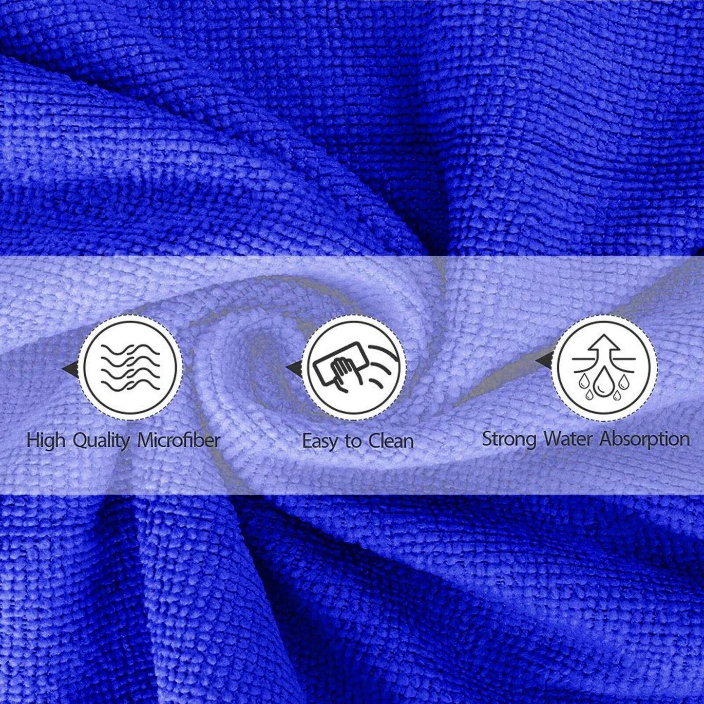 10x Large Microfibre Car Cleaning Cloths – 40x40cm Blue