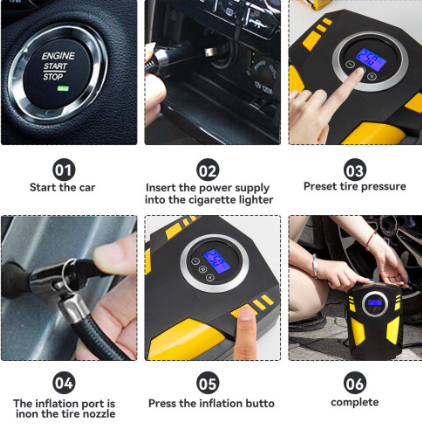 12V Digital Tyre Inflator Pump – 150 PSI with LED & Auto Stop