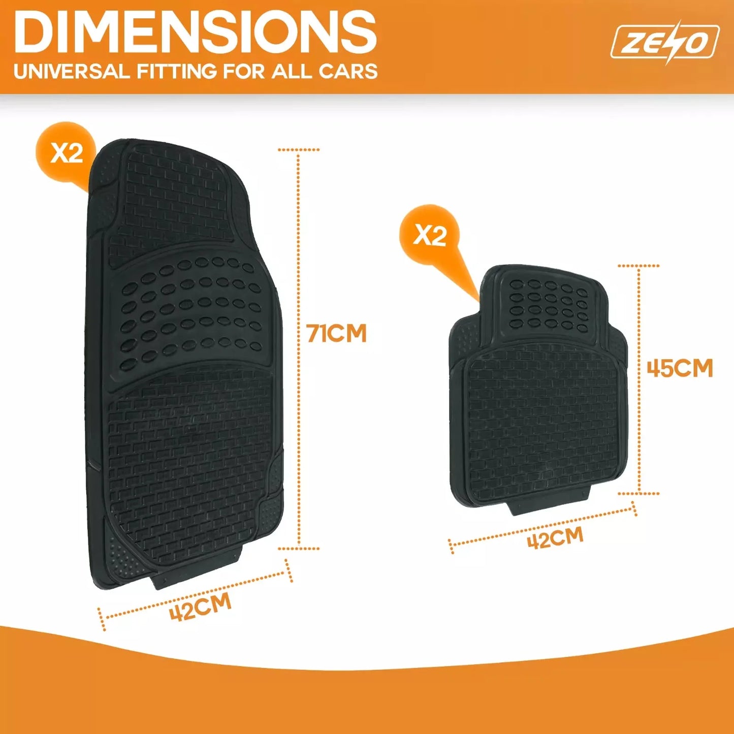 4PCS Heavy Duty Rubber Car Mats – Universal Fit, Black