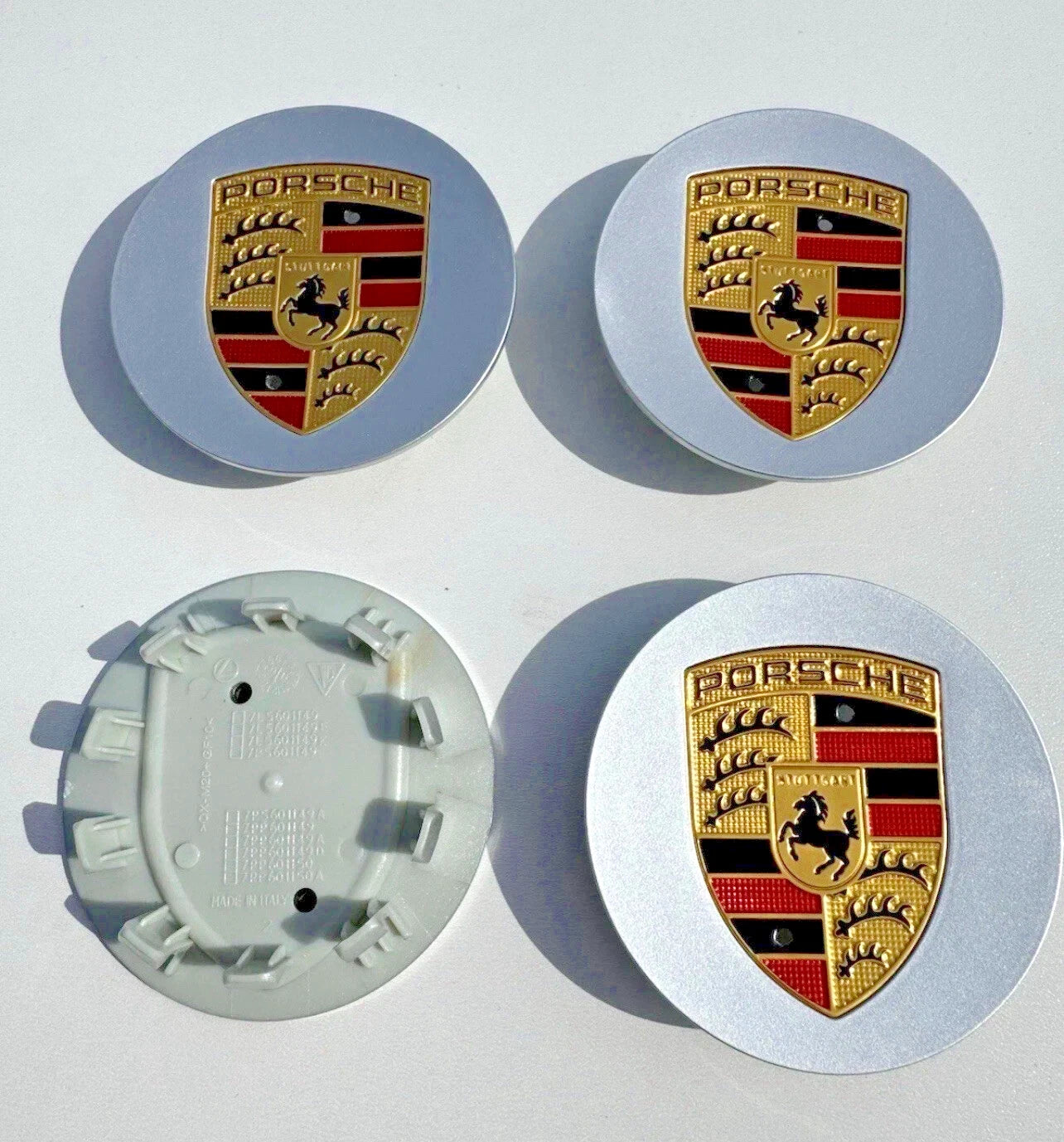 Porsche Wheel Centre Caps 76mm – Gloss Silver | Set of 4