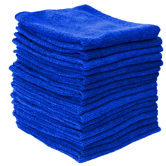 10x Large Microfibre Car Cleaning Cloths – 40x40cm Blue