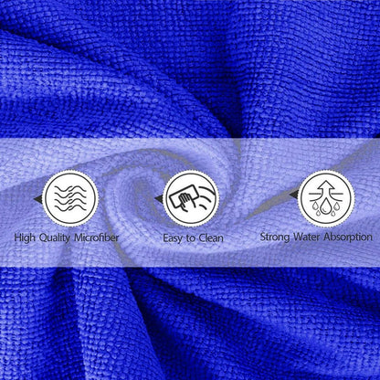10x Large Microfibre Car Cleaning Cloths – 40x40cm Blue