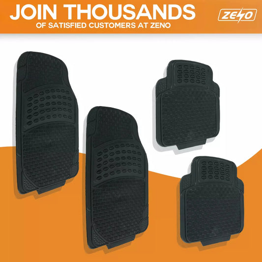 4PCS Heavy Duty Rubber Car Mats – Universal Fit, Black