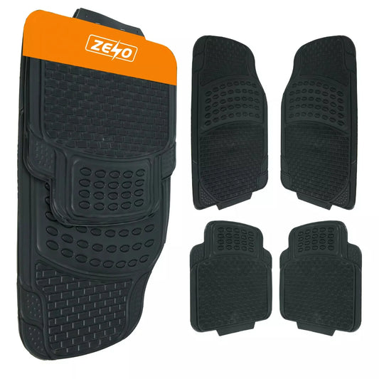 4PCS Heavy Duty Rubber Car Mats – Universal Fit, Black