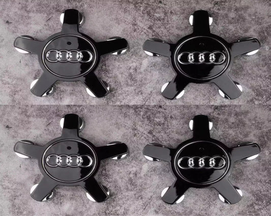 Audi 135mm Spyder Wheel Centre Caps – Black | Set of 4