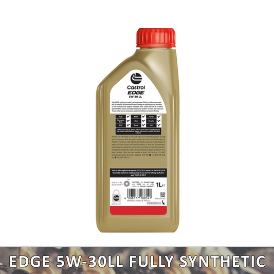 Castrol EDGE 5W-30 LL Fully Synthetic Engine Oil – 1L | High-Performance, HYSPEC Standard