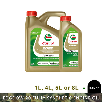 Castrol EDGE 0W-20 C5 Fully Synthetic Engine Oil w/ Hyspec Standard, 1, 4, 5, 8L