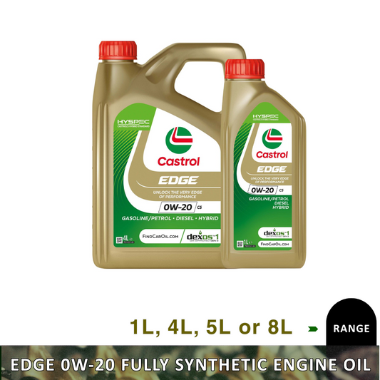 Castrol EDGE 0W-20 C5 Fully Synthetic Engine Oil w/ Hyspec Standard, 1, 4, 5, 8L