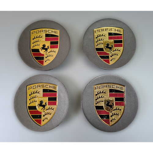 Porsche Wheel Centre Caps 76mm – Gloss Grey | Set of 4